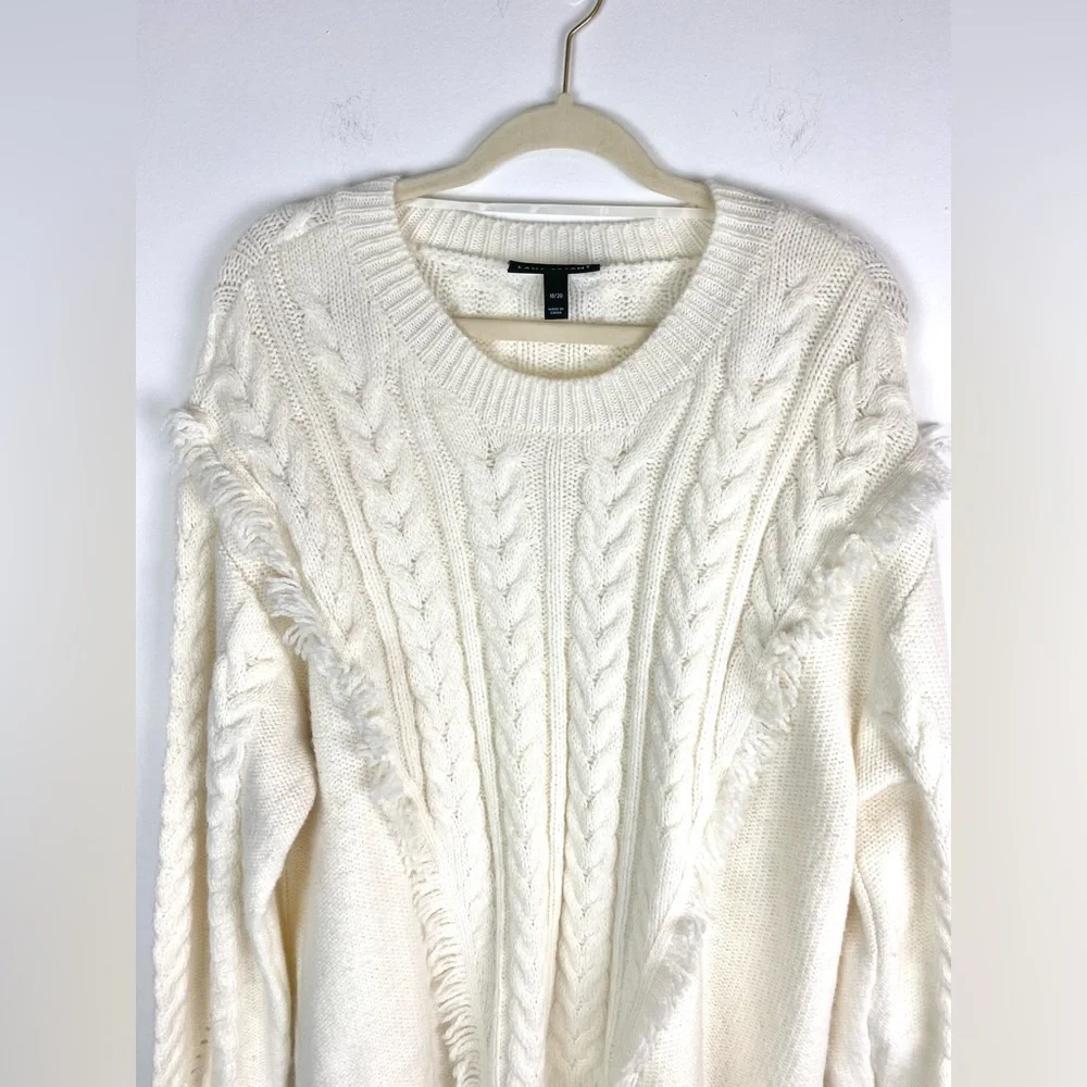 Lane Bryant size 18/20 Ivory Fringe Cable Knit Cozy Fall Pullover Sweater - Picture 6 of 8
